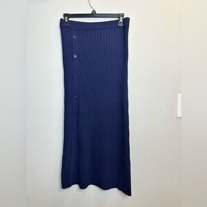 NWOT Modern Citizen Blue Side Button Pleated Elastic Waist Maxi Skirt L